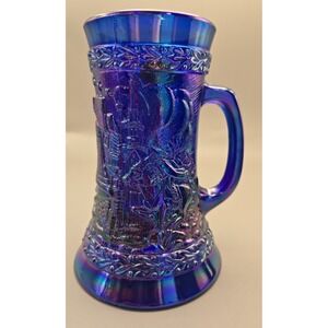 Fenton American Bicentennial 1776-1976 Purple Irid Blue Carnival Glass Mug/Stein